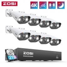 ZOSI 8-kanałowy system monitoringu CCTV 4K PoE, kamery IP zewnętrzne 8MP/5MP Super HD, inteligentne kamery z funkcją AI, noktowizor Starlight, zestaw do monitoringu wideo