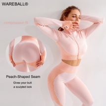 MODE Nahtlose Yoga-Sets Frauen Fitness Gym Kleidung Langarm Shirts Hohe Taille Lauf Leggings Workout Hosen Sport Anzüge