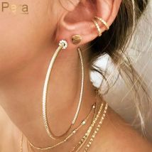 Pera äthiopischen gold farbe voll cz pave große dünne schleife Creolen übertreiben brincos trend für frauen hochzeits schmuck geschenk e520