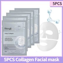 5PCs Kollagen-Gesichtsmaske, Hyaluronsäure, feuchtigkeitsspendende Maske, Wickel, tiefe Feuchtigkeitscreme, Glättung, fühlt sich leicht an, Gesichtspflegemaske
