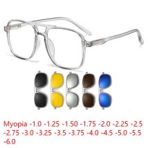 Myopie Männer Frauen Sonnenbrille Transparent Grau Polarisierte Optische Magnetische Clip Rezept Benutzerdefinierte Brillengestell -0,5 BIS -6,0