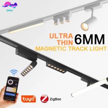 Inteligentny dom Tuya ściemnianie 6MM ultracienki uchwyt sufitowy 48V magnetyczny system oświetlenia szynowego cienka, szczupła lampa liniowa do montażu powierzchniowego