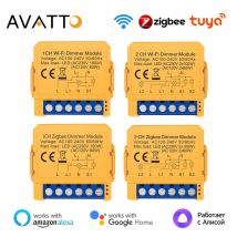 AVATTO Tuya WiFi/ZigBee Smart Dimmer Switch Module 1/2 Gang Dimmer Light Switch Module APP Remote Control For Alexa Google Home