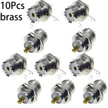 10Pcs UHF SO239 Bulkhead Female Panel Chassis Mount Flange Solder Cup PL259 RF Coaxial Connector Coax Antenna Adapter