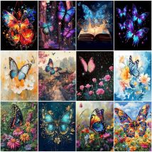 RUOPOTY Malen nach Zahlen, Erwachsene, Farbe, Schmetterling, Zeichnen, Acrylfarben, Kunsthandwerk, Geschenke, Kunstbedarf, Bild, Zeichnen, Heimdekoration