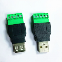 1 szt. USB 2.0 typ A męski/żeński na 5-pinowe złącze śrubowe gniazdo USB z osłoną USB2.0 na wtyczkę zacisku śrubowego