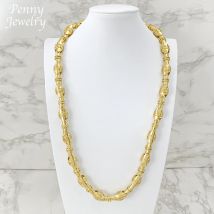 Top Quanlity 24inch Long Golden Necklace Hip Hop Dubai 18K Gold Plated Man Fashion Engagement Jewellery for Party Wedding Gifts