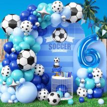 Football Theme Balloons Arch Kit Boy Birthday Decoration Blue Balloons Garland Baby Shower Sports Party Soccer Foil Globos