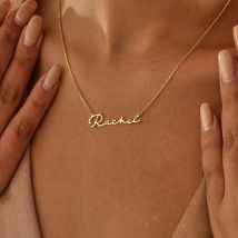Art Font Style Name Necklace Personalized Stainless Steel Signature Font Nameplate Choker Necklaces Women Gifts