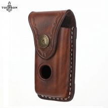 Tourbon 4.1 "Leder messer Scheide Schnapp beutel tragbare Messer tasche für Mini-Klappmesser edc Holster mit Gürtels ch laufe Clip-on Gürtel