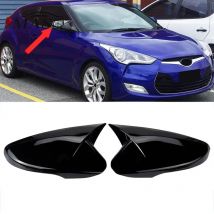 2 Stück glänzend schwarze Rückspiegel-Abdeckkappe für Hyundai Veloster 2012 2013 2014 2015 2016 2017 Seitenspiegelabdeckung