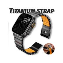 Titanium Fluororubber Strap for Apple Watch Ultra 3 2 1 49mm 10 11 46mm Magnetic Buckle Band for Iwatch 9 8 7 45mm 6 5 SE 3 44mm