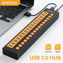 Idsonix USB 3,0 Hub 7/Port Typ C Docking station 5 Gbit/s Hochgeschwindigkeits-Einzel-Ein/Aus-USB-Splitter-Hub-Adapter für Laptops