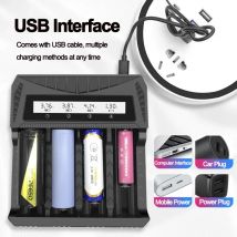 Caricabatterie USB LCD intelligente - 1/2/4 slot per batterie ricaricabili agli ioni di litio 18650 AA AAA Ni-MH