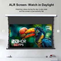 4K ALR Leinwand für Tageslichtprojektion Motorisierte Tab-Tension-Projektionsleinwand Graues Kristallmaterial 60-100 Zoll für Langdistanz-Projektoren