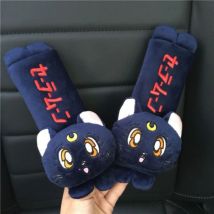 Luna Cat Car Headrest Pillow Anime Safety Belt Cover Shoulder Pad, Universal Neck Cushion for All Seasons Auto Decoration