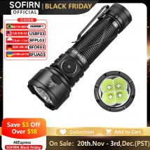 Sofirn SR15 Torcia 4500LM SFT25R Potente luce LED 21700 USB C Ricaricabile 5V/3A Torcia di carica e scarica