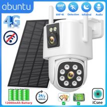 8MP 4K 4G SIM-Karte Solarkamera Outdoor Dual Lens Dual Screens Drahtlose Überwachungskamera ICSEE APP Eingebauter 1200mAh Akku