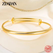 ZDADAN 925 Sterling Silber 18 Karat Gold Verstellbares Armband Armreif Für Frauen Modeschmuck