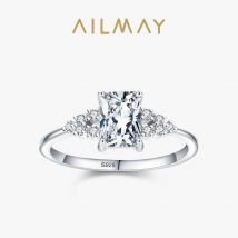 Ailmay Echter 925er Sterlingsilber-Ehering, modischer Luxus-Zirkonia-Ring für Frauen, Hochzeit, Statement, edler Schmuck