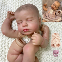 MRB 20-calowy zestaw do malowania skóry Reborn LouLou 3D z ukorzenionymi rzęsami i korpusem z tkaniny Niezmontowane części lalki Reborn Baby DIY Molds