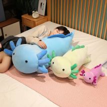 Giant Cuddly Salamander Newt Baby Axolotl Doll Plush Toy Green Blue Pink Rose Red Lying Smiling Face Aquatic Animal Gift