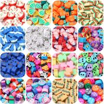 45 Style Polymer Clay Spacer Beads Fruit Animal Loose Smile Beads For Jewelry Making Diy Bracelet Necklace Handmade Accessories