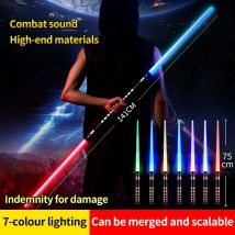 REikirc 2 w 1 75cm miecz świetlny RGB 7-kolorowa szabla świetlna dla 3+ dzieci miecz laserowy