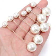 10pcs/lot Imitation Pearl Brooches Safety Pin Beige Double Beads Safety Brooch Pin For Jewelry Party Gift Clothing Accessories