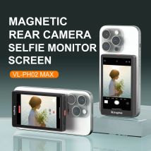 King Ma 4K 30FPS Schermo magnetico per telefono Vlog Selfie, schermo per monitor iPhone con fotocamera posteriore sincronizzata per flusso live Vlog e TikTok
