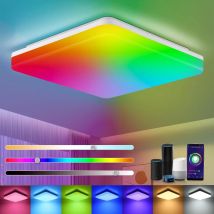 Lampada Oeegoo Alexa, lampada da soffitto intelligente dimmerabile RGB, 18W 1800LM, compatibile con l'APP Alexa Google Assistant, 2700K-6500K