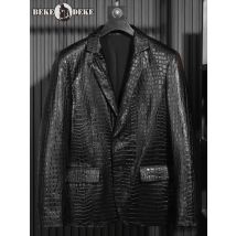 Business Casual Herren Echtes Leder Anzug Jacke Luxus Krokodil Muster Vintage Schaffell Blazer Herbst Winter Herren Daunenmantel