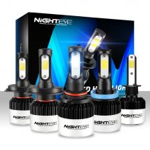 NIGHTEYE Fari per auto super luminosi H7 LED H4 led H8/H9/H11 HB3/9005 HB4/9006 Lampadina automatica 72W 9000LM Faro per automobili 6500K