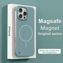 Custodia ultra sottile senza telaio per iPhone 16 15 14 13 12 Pro Max 16 Plus per Magsafe Custodia magnetica per caricabatterie wireless Cover per telefono Capa Shell