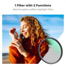 K&F Concept 1/4 Diffusione di nebbia nera e filtro CPL 2 in 1 Effetto sognante Filtri per lenti polarizzanti circolari 37 49 67 72 77 82mm