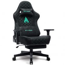 Sedia da gaming Symino con poggiapiedi, sedia da corsa design per PC, pelle PU vintage, sedia da ufficio ergonomica