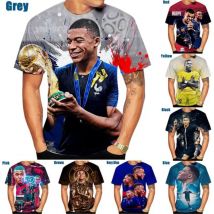 Fußballspieler Kylian Mbappé Fans Trikots Persönlichkeit T-Shirt Casual 3D Gedruckt Kurzarm Shirt Herrenmode Sommer T-shirts