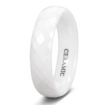 Kolmnsta White Ceramic Rings for Women 4/6mm Diamond Cut Black Men Woman Ring Unique Design  Wedding Band Shiny Anti-Allergy