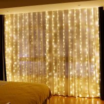 Vorhang LED-Lichterkette 3x1m warme Licht Fernbedienung Schlafzimmer Urlaub Hochzeit Weihnachts dekoration Fee Girlande Lampe