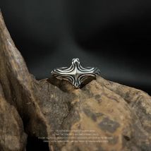 Retro Rippe Kreuz Ring Für Männer Silber Farbe Punk Gothic Einstellbare Ring Handgemachten Schmuck Rock Hiphop Biker Zubehör Mann Geschenk