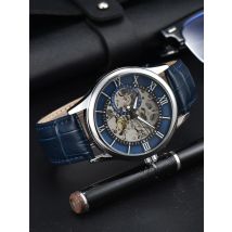 LONGLUX orologio automatico Roma orologi da polso meccanici all'ingrosso orologio da uomo in pelle cava impermeabile regalo da uomo