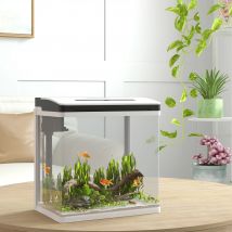 PawHut Acuario de Cristal 28L con Sistema de Filtro Luz LED Blanco