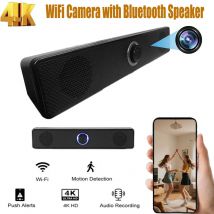 4K Ultra HD WiFi-6 Camera with Bluetooth Speaker Remote Viewing Nanny Cam Motion Detection Alarm Monitoring for Indoor Car Home