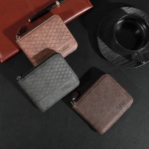 Herren-Geldbörse, kurze Vintage-Geldbörse aus PU-Leder mit dreifach gefalteter Schnalle und Reißverschluss, trendige Unisex-Tasche für den täglichen Gebrauch