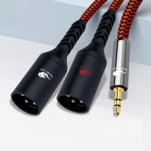 Hifi 3.5mm to Dual XLR Male Audio Cable for PC Phone Mixer Amplifier 1/8 Inch 3.5 to XLR 3 Pin Adapter Y Splitter Shielded Cords
