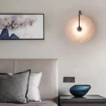 Nowoczesna marmurowa dekoracyjna lampa ścienna, okrągłe kamienné kinkiety LED, do przedpokoju, na ścianę za telewizorem, do sypialni, lampka nocna dekoracyjna.