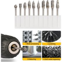 10 Stück 3mm Schaft Hartmetall-Fräser Diamantschneidwerkzeug Drehbare Dremel-Werkzeuge Elektrische Schleifwerkzeuge
