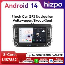 Hizpo 7 Zoll Android Autoradio für VW Volkswagen Golf 5 6 Passat B7 B6 Skoda Seat Octavia Polo Tiguan Jetta Auto CarPlay GPS RDS