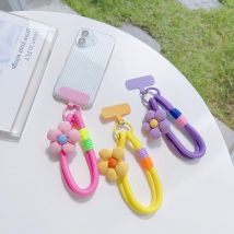 Corea Y2k Ctue Fiore Colore caramella Cordino per telefono Semplicità Cinturino per telefono corto Stile perla Bracciale a catena per telefono Accessori per telefono