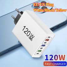USB-C-Ladegerät, insgesamt 120 W, mehrere Anschlüsse, Schnellladung, Typ-C-Telefonadapter für iPhone, Samsung, Xiaomi, Huawei, EU/US-Stecker, Wandladegerät